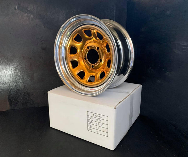 WHEEL STEEL 15" X 7" FORD 5 STUD X 114.3 GOLD CHROME