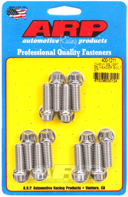 EXHAUST HEADER BOLTS, 12-Point S/S fits SBC 3/8" X 1.000" UHL