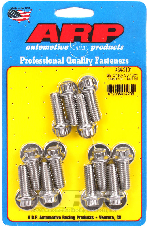 INTAKE MANIFOLD BOLTS, 12-Point Head S/S SBC (Not Vortec)