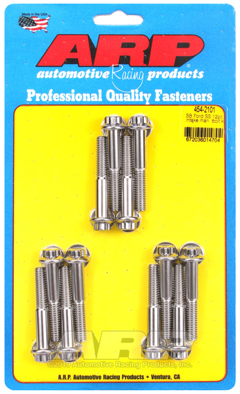 INTAKE MANIFOLD BOLTS, 12-Point Head S/S fits SBF 283-302-351W (Uses 3/8" Socket)