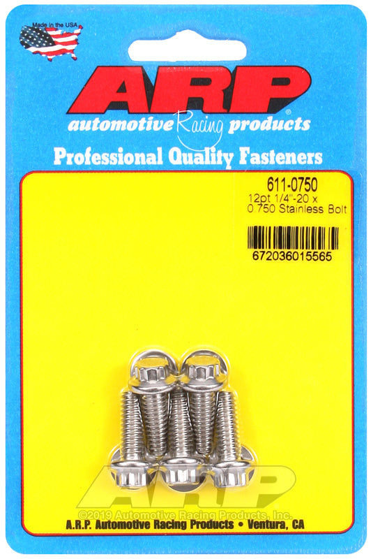 BOLT KIT 12-Point Head S/S 1/4" UNC x .750" UHL With 5/16" Socket Head