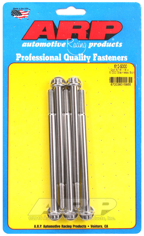 BOLT KIT 12-Point Head S/S 5/16" UNC x 5.000" UHL With 3/8" Socket Head (EACH)