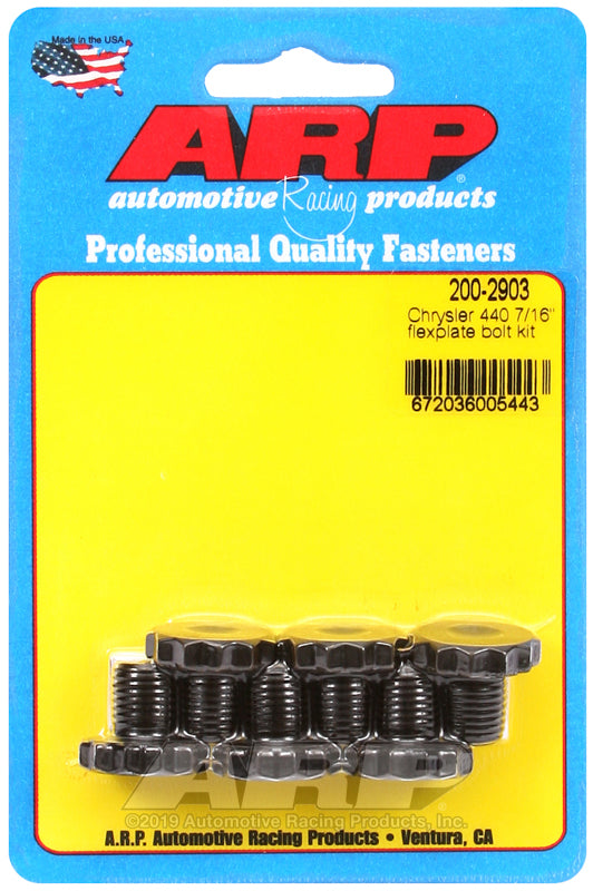 FLEXPLATE BOLT KIT, Chrysler SL6, 3.9L V6 & SB/BB 273-440 With 6-Bolt Crank 7/16-20 x .500" UHL
