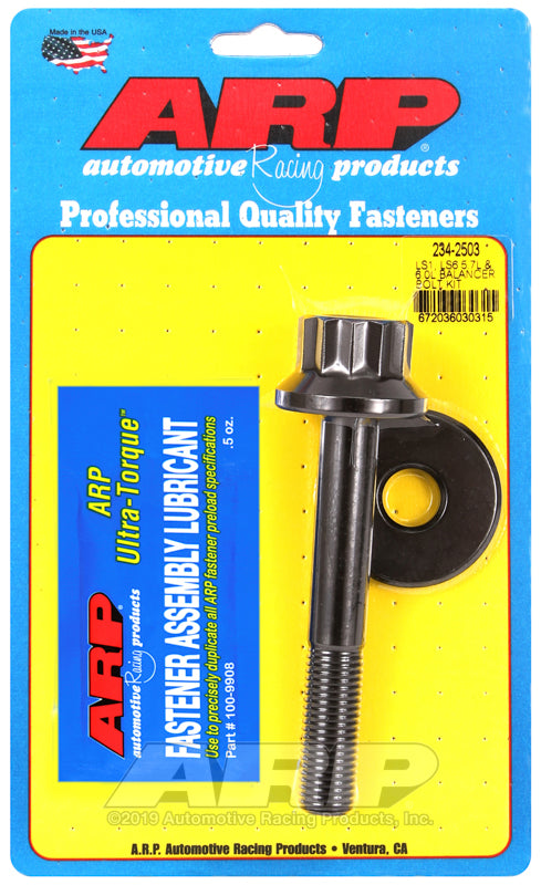 HARMONIC BALANCER BOLT 12-Point Black Oxide fits GM LS Series (Not LS7) M16 X 2.0 Thread x 4.325" UHL, 1-1/16" Socket