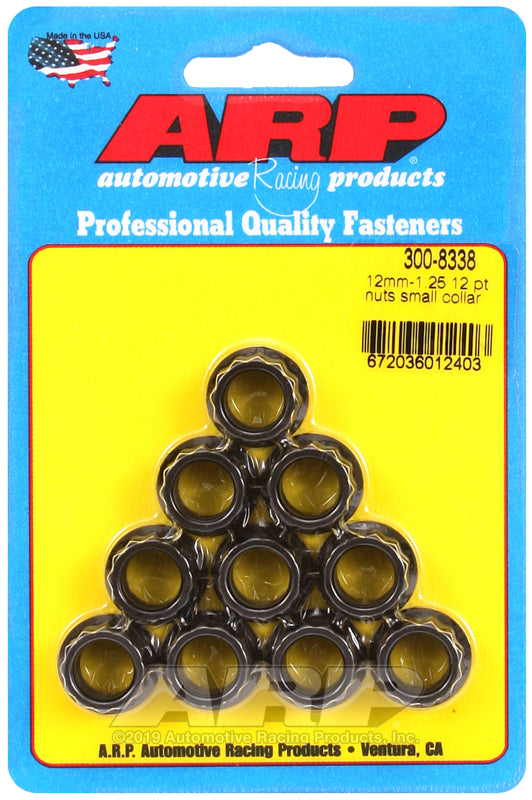 12 POINT NUT, 12mm X 1.25 Thread, 14mm Socket Chrome Moly Black Oxide (10 Pack)