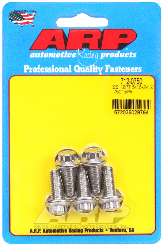 BOLT KIT, 12-Point Head S/S 5/16" UNF x .750" UHL With 3/8" Socket Head