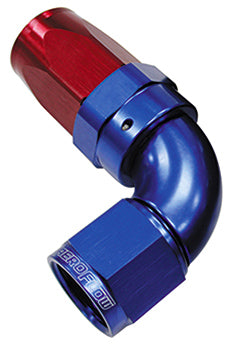 150 Series Taper One-Piece Full Flow Swivel 90° Hose End -20AN
Blue/Red Finish. Suit 100 & 450 Series Hose