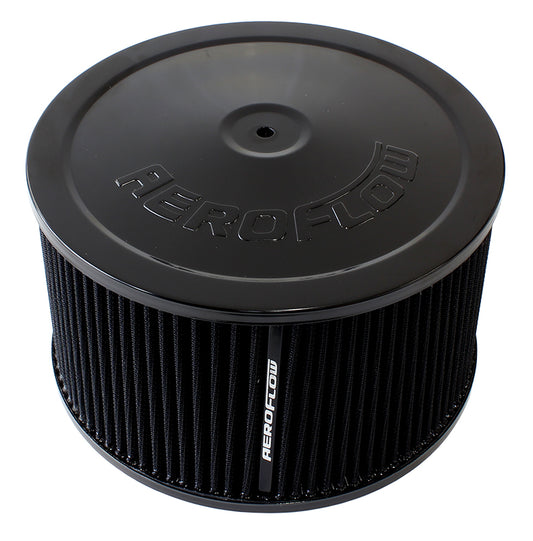 Black Air Filter Assembly
9" x 5", 7-5/16" neck,Flat Base with black washable cotton element