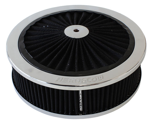 Chrome Full Flow Air Filter Assembly with
9" x 2-3/4", 5-1/8" neck, black washable cotton element