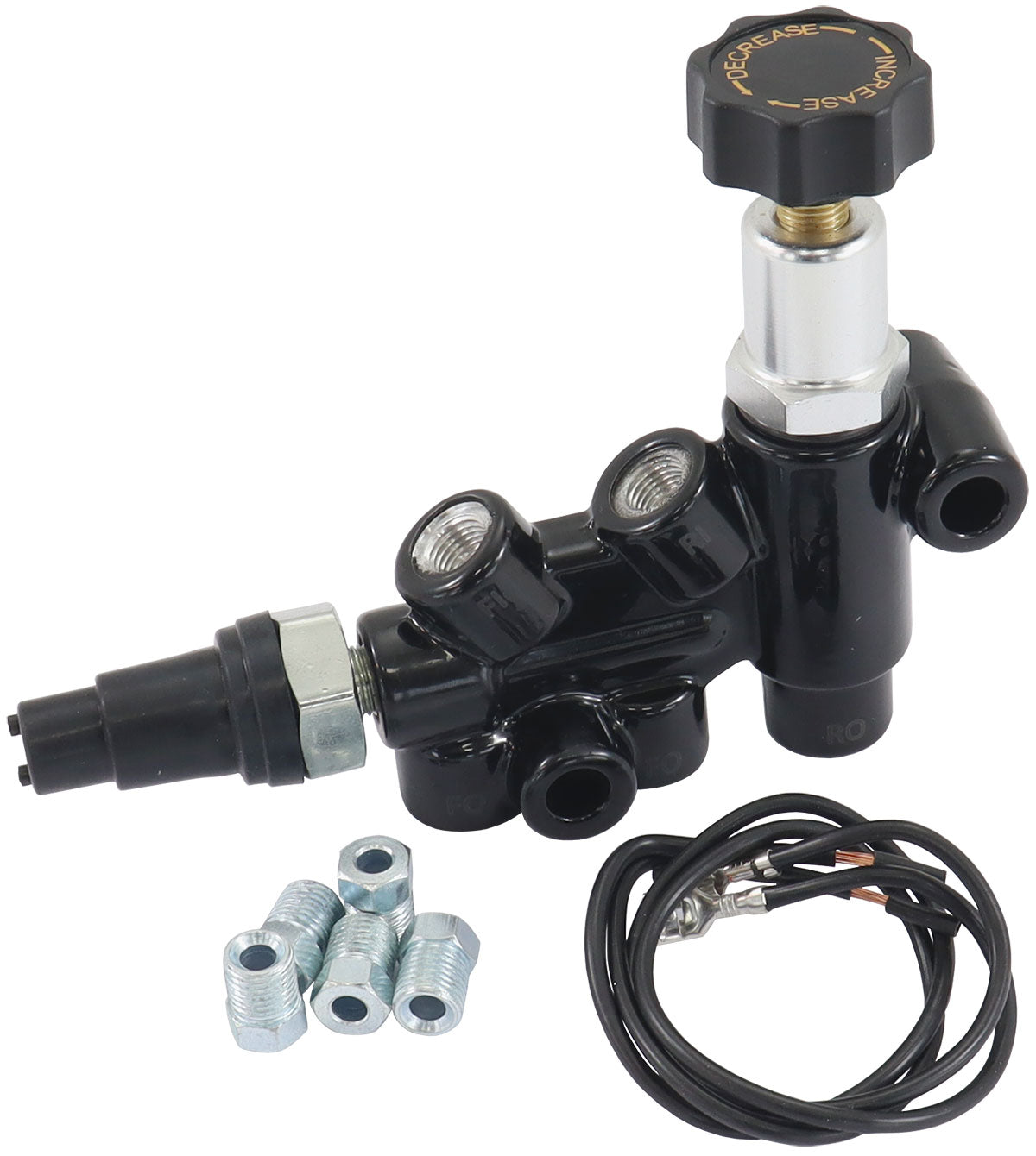 Brake Adjustable Combination Proportioning Valve
Black Finish, Brake Light Switch Included.