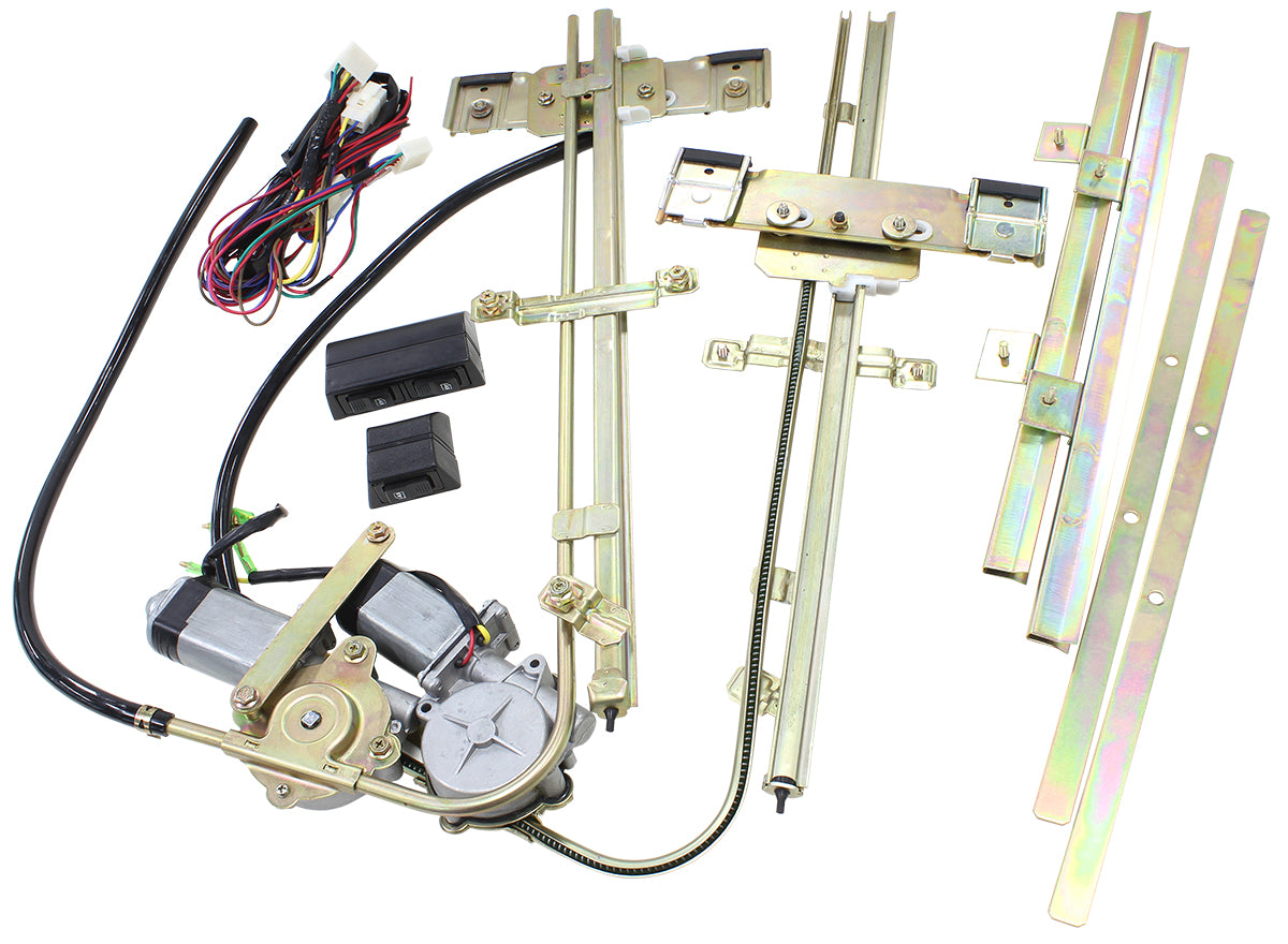 Electric Power Window Kit with Switches & Wiring
Suits 2 Doors with Flat Glass