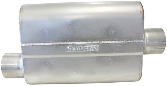 Aeroflow 5000 Series Mufflers - Offset Inlet/Center Outlet
2-1/2" Inlet, 2-1/2" Outlet, 16 gauge Aluminised Steel, Chambered