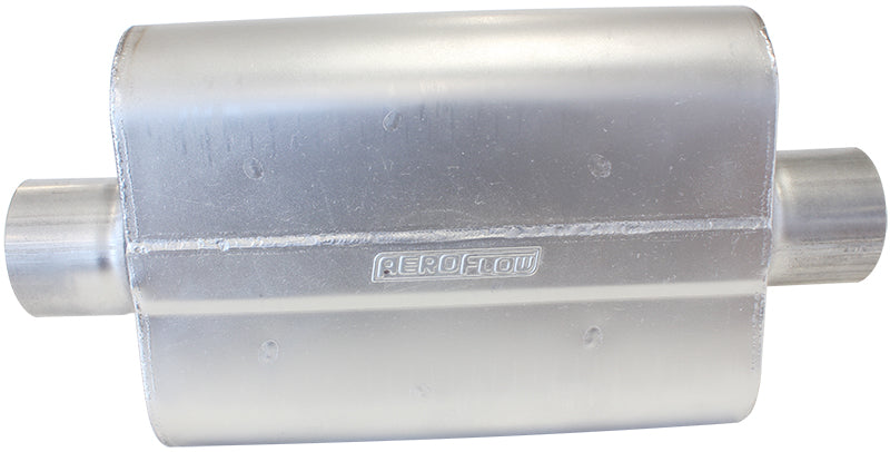 Aeroflow 5000 Series Mufflers - Centre Inlet/Centre Outlet
2-1/2" Inlet, 2-1/2" Outlet, 16 gauge Aluminised Steel, Chambered