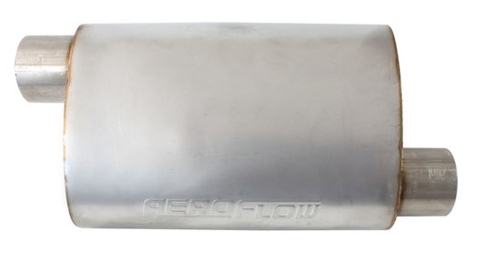 5500 Series Stainless Steel 2-1/2" Offset/Offset Muffler
2-1/2" Inlet and Outlets, 13.75"Length, 9.45" Width, 5.3" Height.