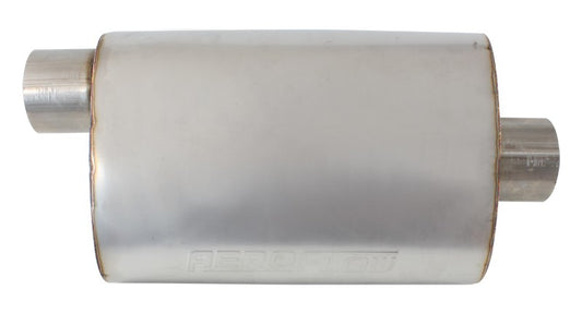 5500 Series Stainless Steel 2-1/2" Offset/Center Muffler
2-1/2" Inlet and Outlets, 13.75"Length, 9.45" Width, 5.3" Height.