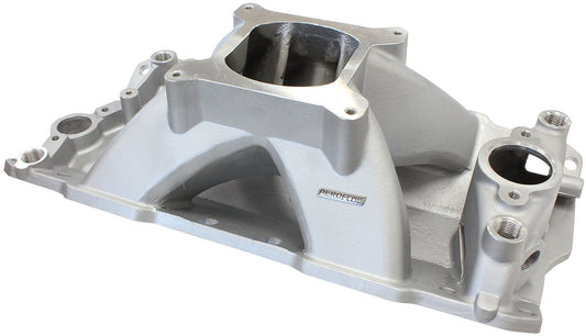 SB Chev Hi-Rise SinglePlane Intake Manifold, NaturalCast Finish
3000 - 7500 RPM, Square Bore Carburettor Pad, Non-EGR