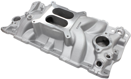 SB Chev Street Dual Plane Intake Manifold, NaturalCast Finish
1500 - 6500 RPM, Square Bore Carburettor Pad, Non-EGR