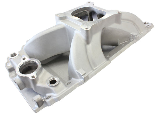 BB Chev Hi-Rise SinglePlane Intake Manifold, NaturalCast Finish
3500 - 7500 RPM, Square Bore Carburettor Pad, Non-EGR