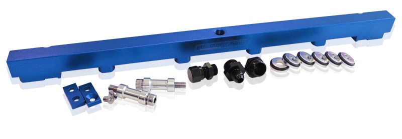 Nissan RB25 Billet EFIFuel Rail - Blue
Suit 14mm 3/4" Length and Full Length Fuel Injectors, -8ORB Ports