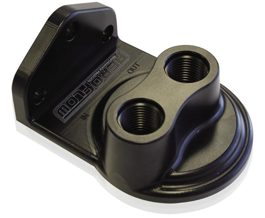 Billet Remote Oil Filter Head
-8 ORB Top entry, Black anodised finish, accepts filter with 3/4"-16 thread