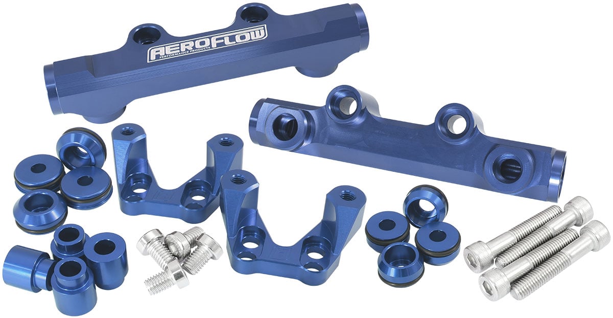 Subaru EJ20 Top Feed Conversion Billet EFI Fuel Rail - Blue
Suit14mm 3/4" Length Fuel Injectors, -8ORB Ports