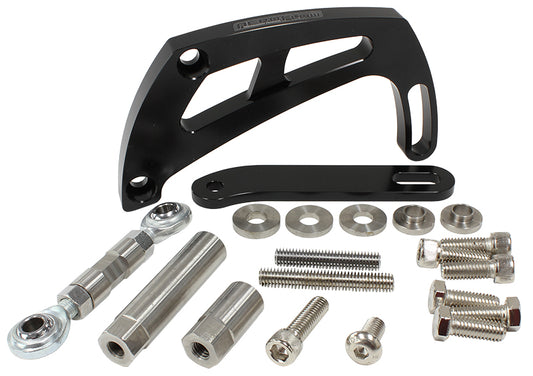 Billet Aluminium Power Steering Bracket
Suit Small Block Chevy, High mount passenger side with long water pump, Black