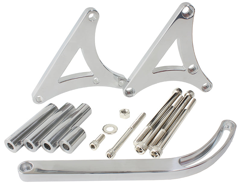 Mid Mount Billet Alternator Bracket   Polished Finish. Suit Holden V8 HQ-WB, left hand side (passenger side)