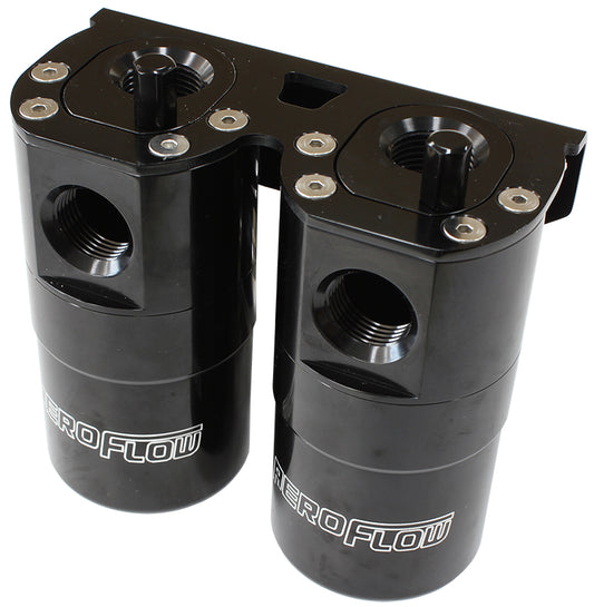 Billet Universal Dual Air / Oil Separator  Black Finish