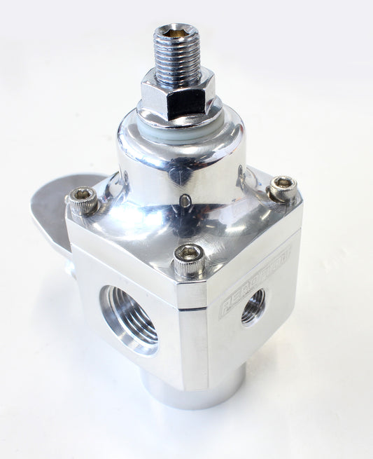 Billet 2-Port Carburettor Fuel Pressure Regulator -8 ORB   Polish Finish. 4-12 psi. Rated to 750 HP