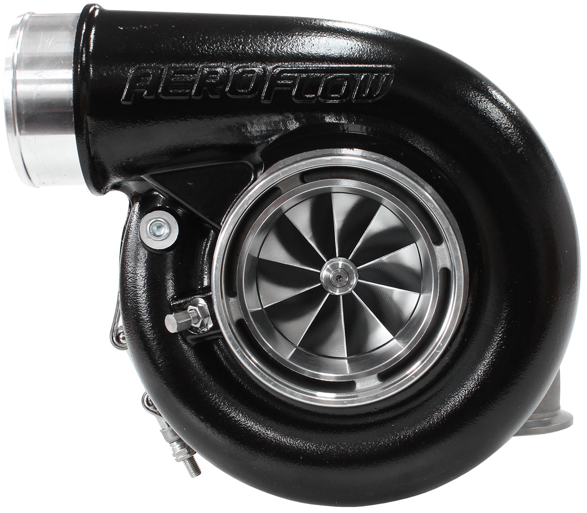 BOOSTED 7375 1.15 Reverse Rotation Turbocharger 1200HP, Hi Temp Black Finish
External Wastegate, V-Band Inlet & Exhaust Flanges