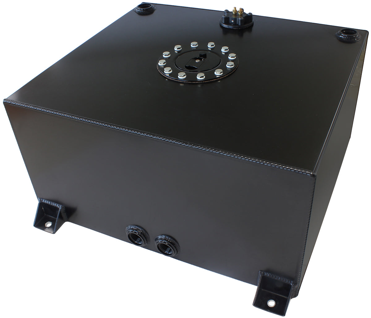 Aluminium 15 Gallon (57L) Fuel Cell with Flat Bottom & Fuel Sender (Black)  18-1/8" L x 20-1/16" W x 10-1/4" H (46cm x 51cm x 26cm)