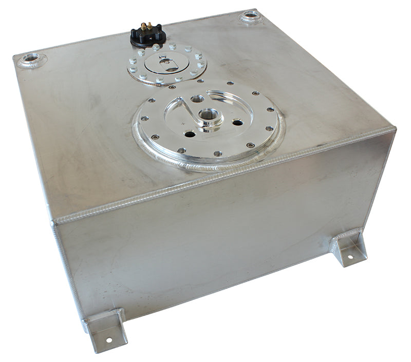 Aluminium 15 Gallon (57L) Fuel Cell Flat Bottom Triple 40mm Pump Hanger & Fuel Sender
18-1/8" L x 20-1/16" W x 10-1/4" H (460mm L x 510mm W x 260mm H)