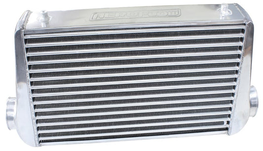 450x300x76mm Street Series Aluminium Intercooler, Polished Finish  3" Slip On Inlet and Outlet with 2 M8x1.25mm Mounting Bosses