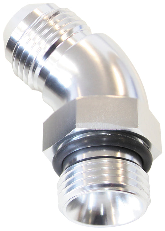 45° ORB to Male AN Full Flow Adapter -20 ORB to -16AN
With Jam Nut, Silver Finish