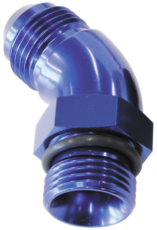 45° ORB to Male AN Full Flow Adapter -20 ORB to -16AN
With Jam Nut, Blue Finish