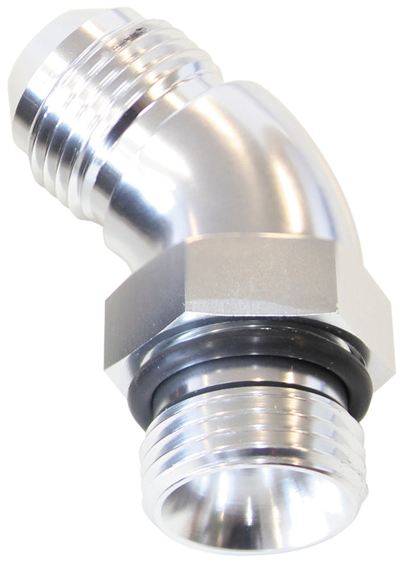 45° ORB to Male AN Full Flow Adapter -20 ORB to -20AN
With Jam Nut, Silver Finish