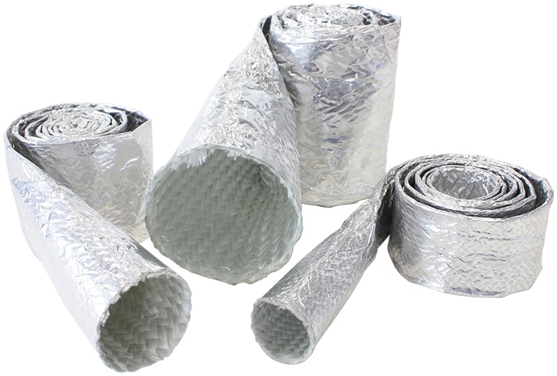 Aluminised Silver HeatSleeve - 1-1/8" to 1-1/2" I.D. and 12ft (3.7m) Length  Withstands 500°F Direct Heat