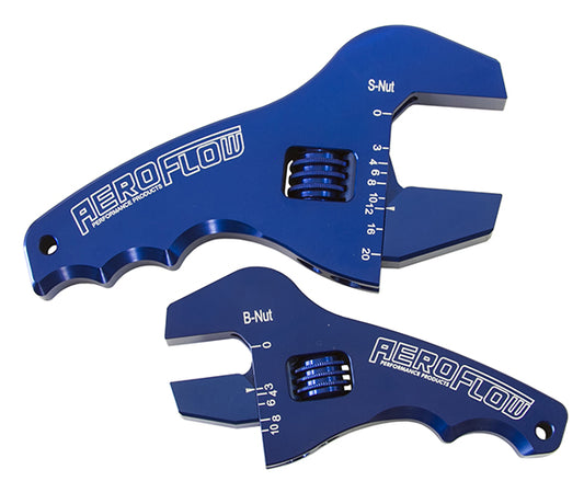 Adjustable Grip AN Wrench Kit, Blue
Includes 1 x 3-1/2"Small & 1 x 4-1/2" Large Shorty Spanners