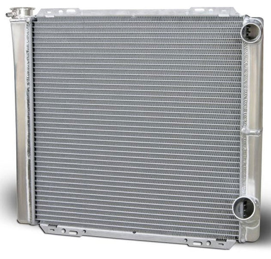 Universal Fit Cross Flow Aluminium Radiator
Natural Satin Finish, Double Pass, 22" x 19", LH Filler, RH Inlet, RH outlet