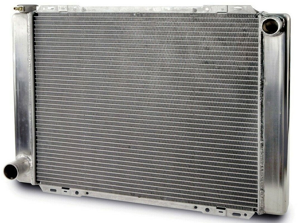 Universal Fit Cross Flow Aluminium Radiator
Ford Style Natural Satin Finish, 27.5" x 19", RH Inlet, LH outlet