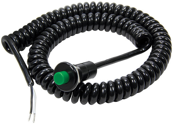 Switch, Spiral Corded Momentary Button, Plastic, Small Green Push Button, Each