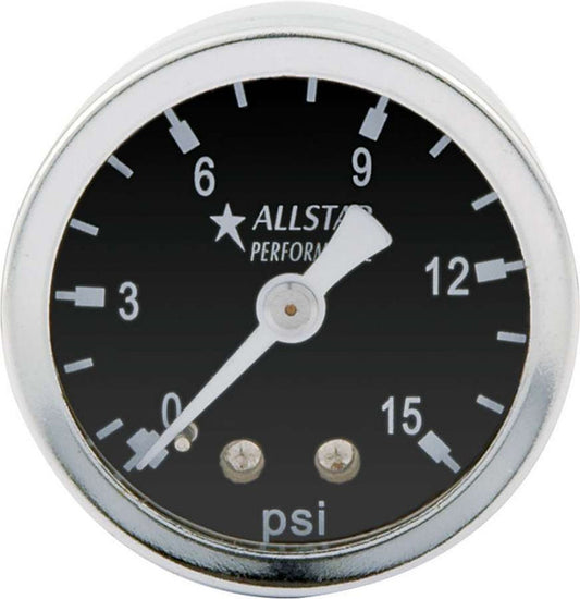 FUEL PRESSURE GAUGE 0-15PSI SHOCKPROOF