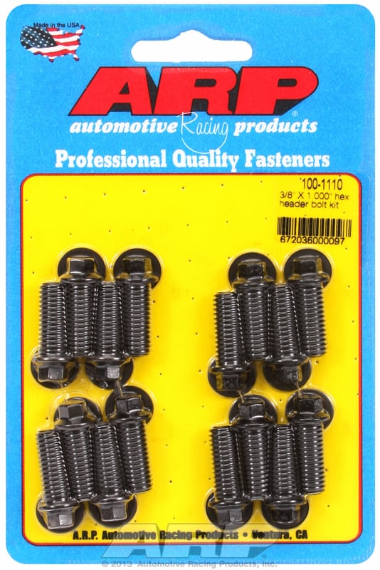 Exhaust Header Bolt Kit, Hex Head Black Oxide
Universal, 3/8" Thread X 1.000" UHL (16 Pack)