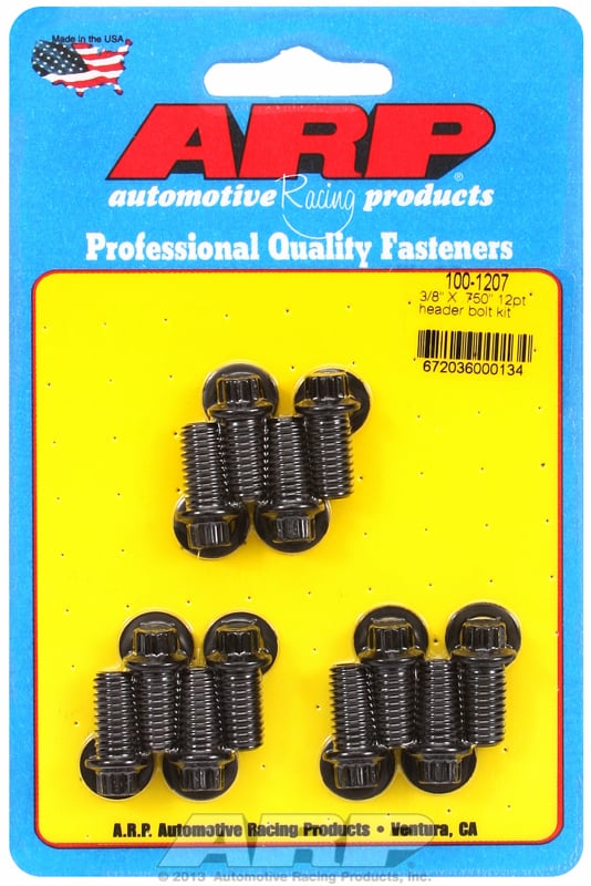 Exhaust Header Bolt Kit, 12-Point Black Oxide
Universal, 3/8" Thread X .750" UHL (12 Pack)