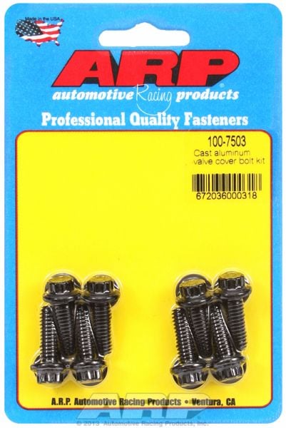 Valve Cover Bolt Kit, 12-Point Head Black Oxide  fits Aluminium Covers 1/4-20 Thread x .812" UHL (8-Pack)