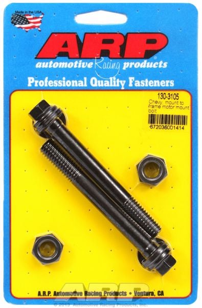 Motor Mount Bolt Kit, Hex Head Black Oxide  fits SB/BB & V6 Chev (Mount To Frame)