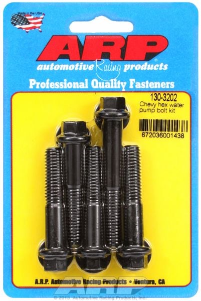 Water Pump Bolt Kit, Hex Head Black Oxide  fits SB/BB Chev With Long Water Pump