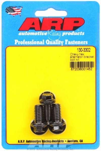 Alternator Bracket Bolt Kit, Hex Head Black Oxide
fits SB/BB Chev