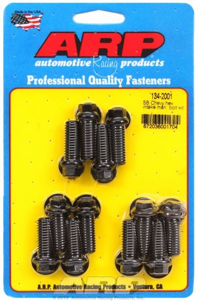 Intake Manifold Bolt Kit, Hex Head Black Oxide  fits SB Chev