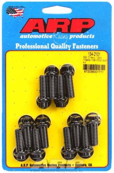 Intake Manifold Bolt Kit, 12-Point Black Oxide
Small Block Chev